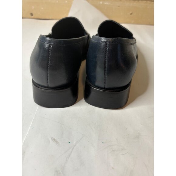 Bruno Valenti Navy Leather Womens Loafers 6M Genuine Leather Slip-On Dress Shoes - Picture 4 of 8